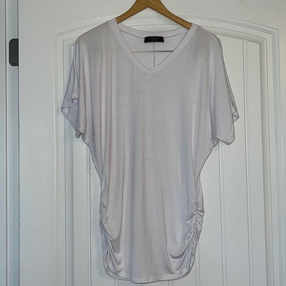 Made By Johnny V Neck Dolman sleeve Top with Side Shirring L - Picture 2 of 4